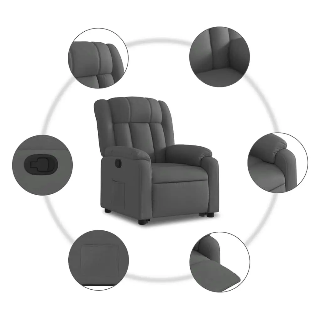 Stand Up Recliner Chair Electric Motor Fabric Dark Grey