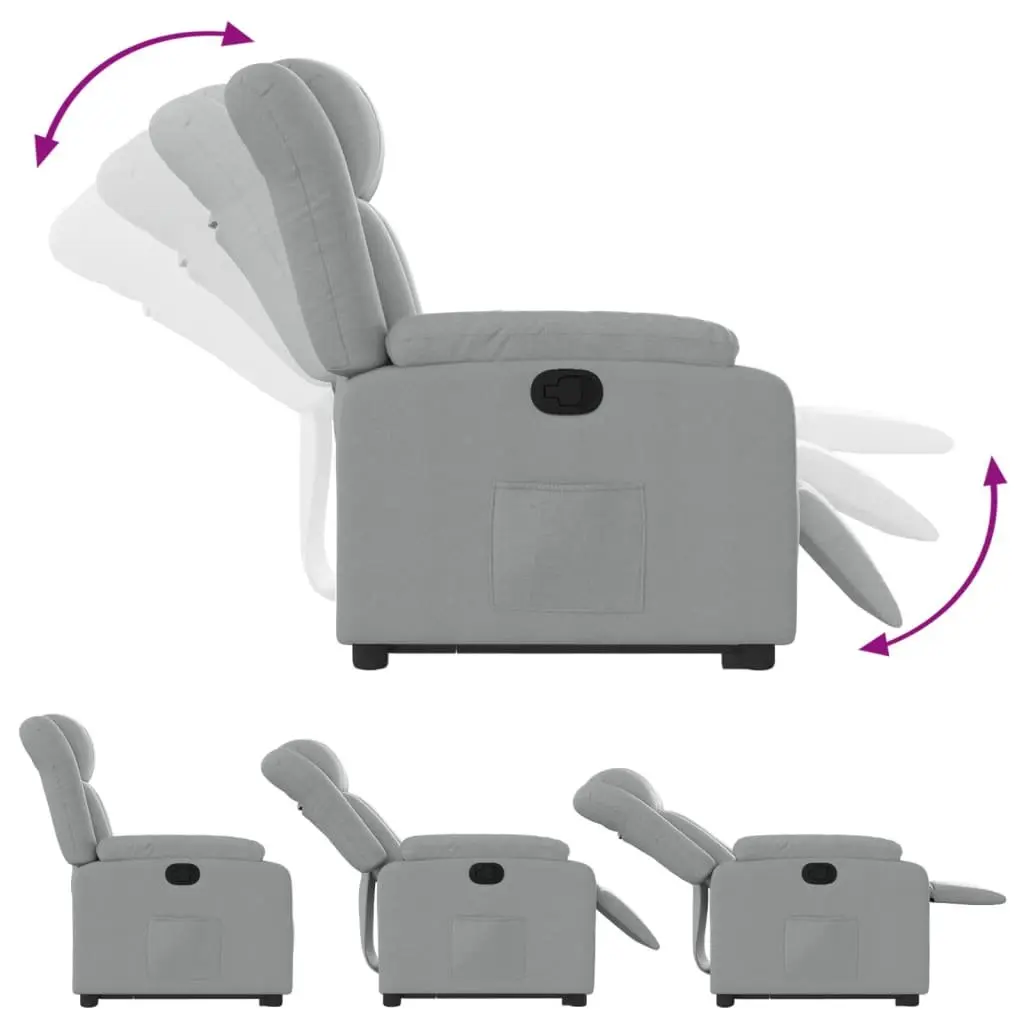 Massage Recliner Chair Fabric Light Grey Electric Power Lift Manual Stand Up