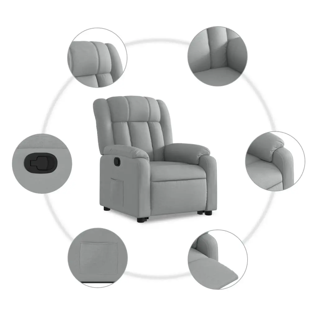 Massage Recliner Chair Fabric Light Grey Electric Power Lift Manual Stand Up