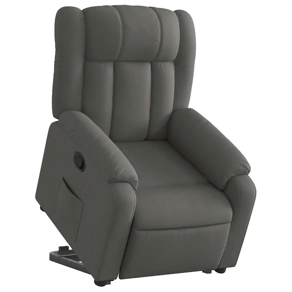 Electric Massage Recliner Chair Fabric Grey 135 Degrees Power Lift Vibration