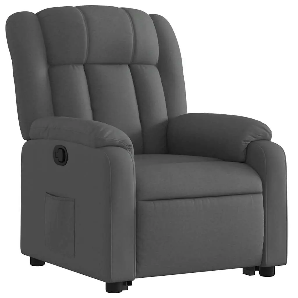 Electric Massage Recliner Chair Fabric Grey 135 Degrees Power Lift Vibration