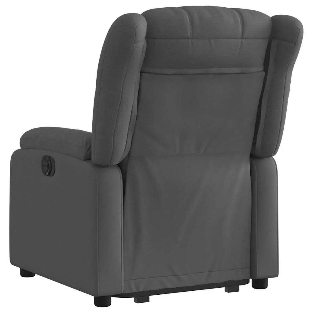 Electric Massage Recliner Chair Fabric Grey 135 Degrees Power Lift Vibration