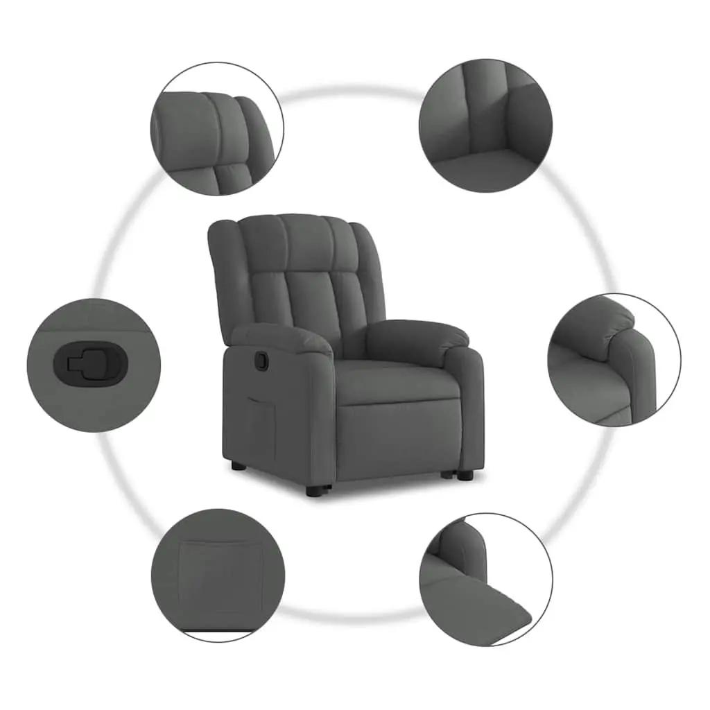 Electric Massage Recliner Chair Fabric Grey 135 Degrees Power Lift Vibration