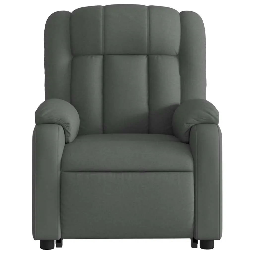 Electric Massage Recliner Chair Fabric Grey 135 Degrees Power Lift Vibration