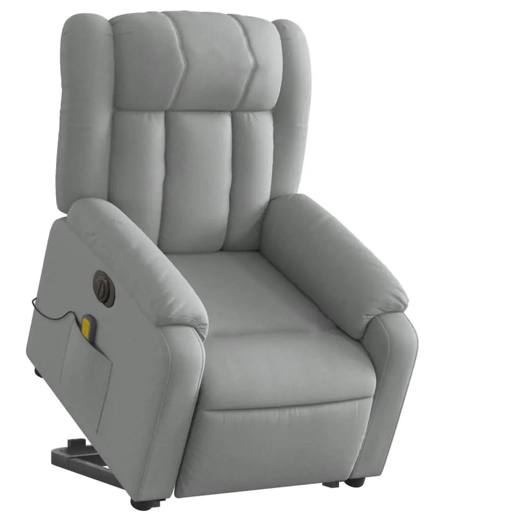 Electric Massage Recliner Chair Lift Function Fabric Grey for Elderly with Electric Recline and 6 Massage Points