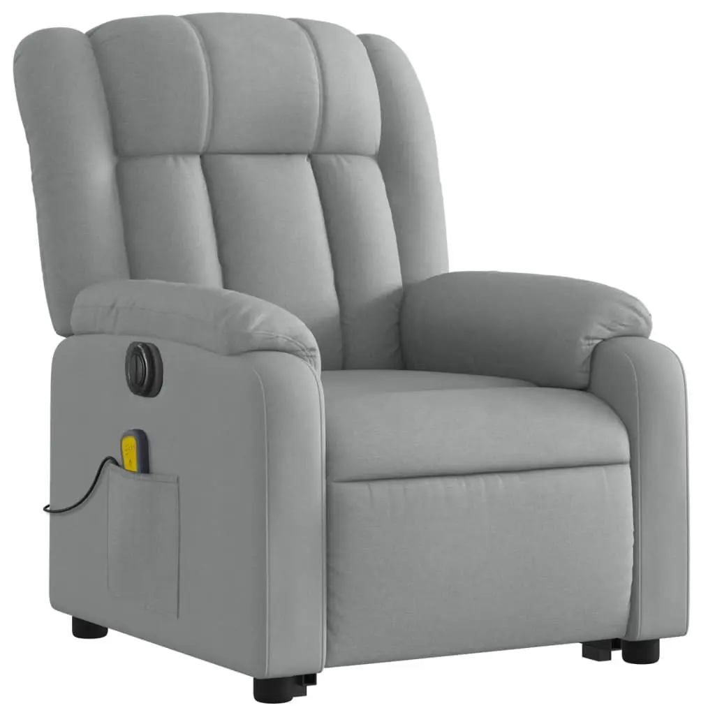Electric Massage Recliner Chair Lift Function Fabric Grey for Elderly with Electric Recline and 6 Massage Points