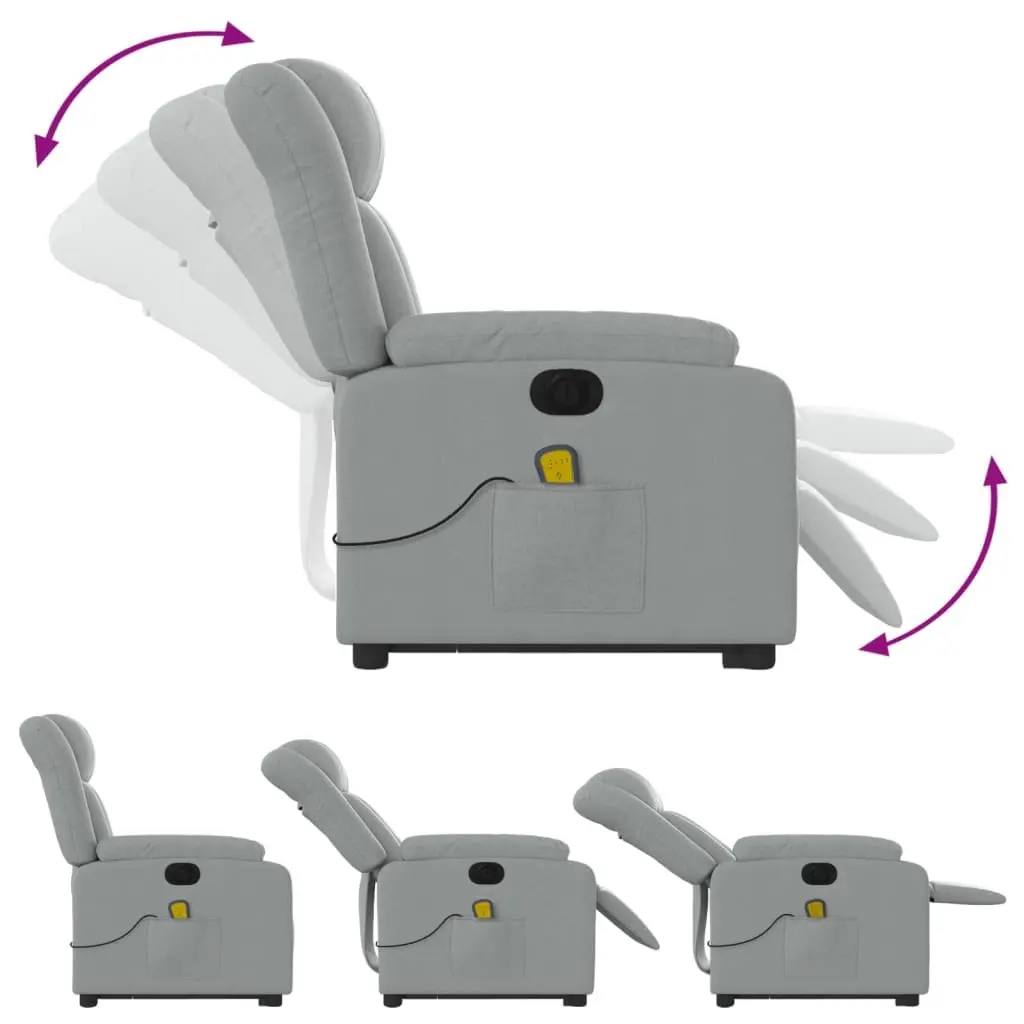 Electric Massage Recliner Chair Lift Function Fabric Grey for Elderly with Electric Recline and 6 Massage Points