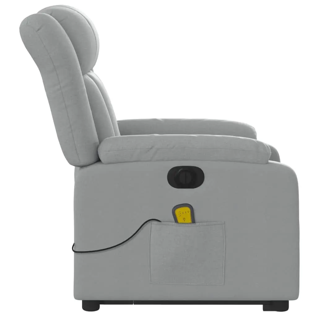 Electric Massage Recliner Chair Lift Function Fabric Grey for Elderly with Electric Recline and 6 Massage Points
