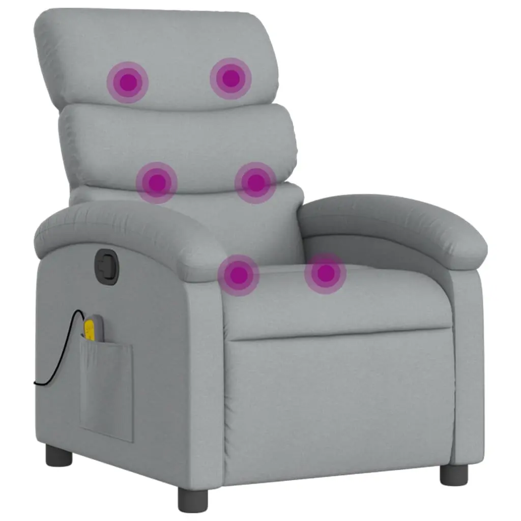Massage Recliner Chair Fabric Grey Manual Reclining Armchair Vibration Padded