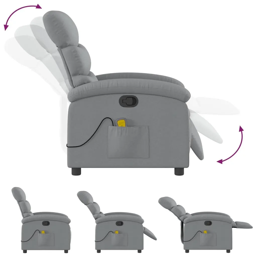 Massage Recliner Chair Fabric Grey Manual Reclining Armchair Vibration Padded