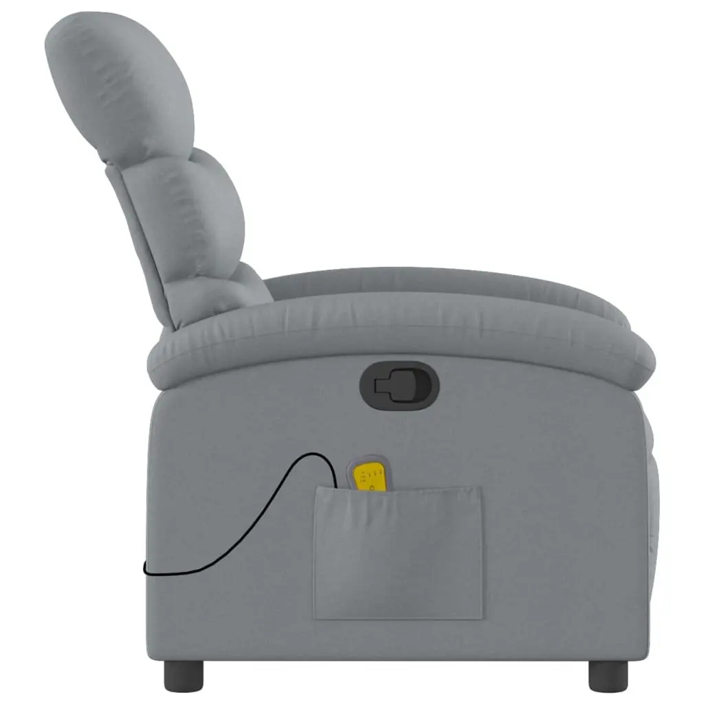 Massage Recliner Chair Fabric Grey Manual Reclining Armchair Vibration Padded