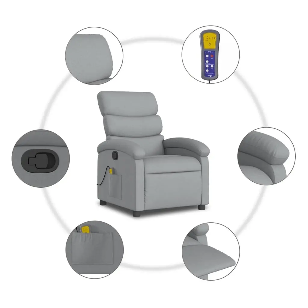 Massage Recliner Chair Fabric Grey Manual Reclining Armchair Vibration Padded
