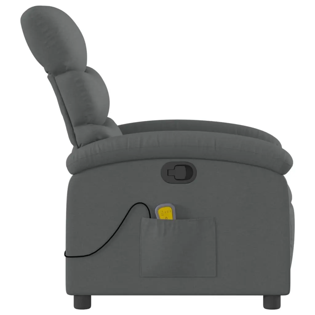 Massage Recliner Chair Fabric Grey Manual Recline Vibration Armchair