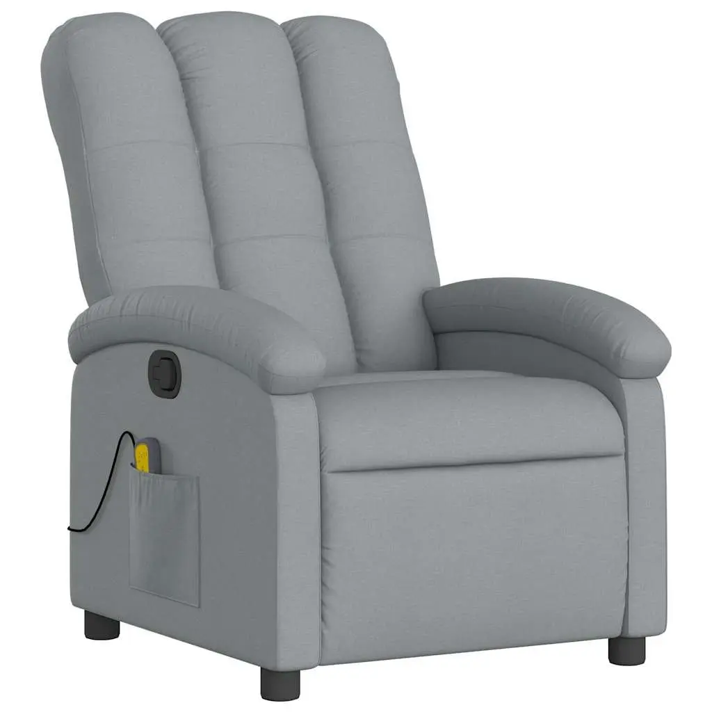 Massage Recliner Chair Grey Fabric Manual Recline Vibration Relaxation