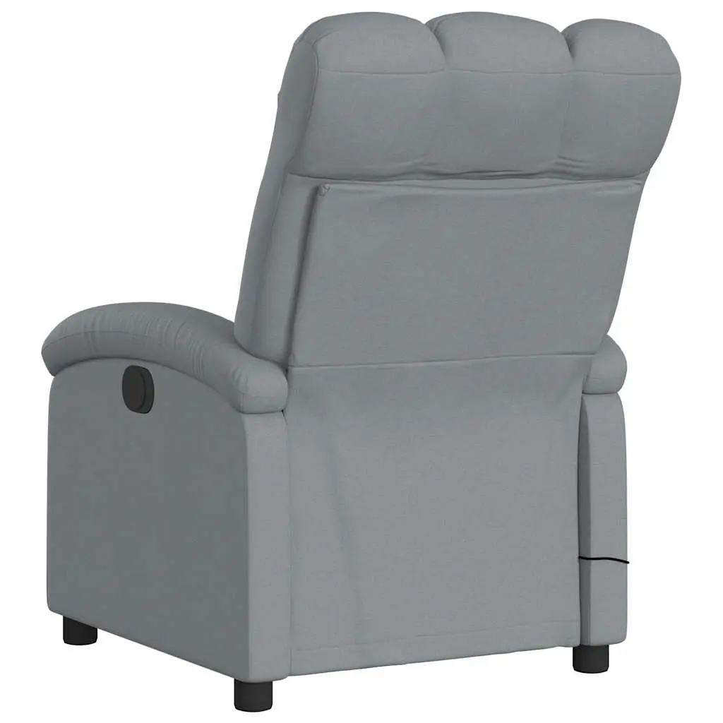 Massage Recliner Chair Grey Fabric Manual Recline Vibration Relaxation
