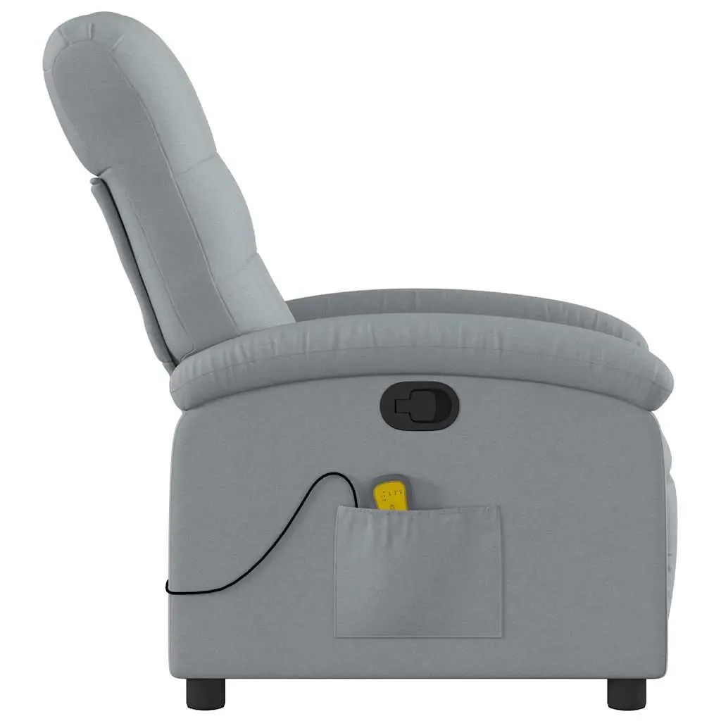 Massage Recliner Chair Grey Fabric Manual Recline Vibration Relaxation