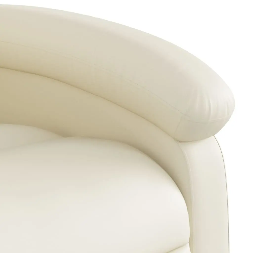 Massage Recliner Chair Cream Faux Leather Manual Recline Vibration 6-Point