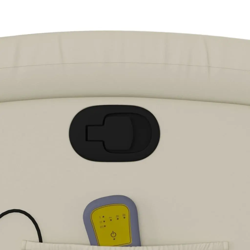 Massage Recliner Chair Cream Faux Leather Manual Recline Vibration 6-Point