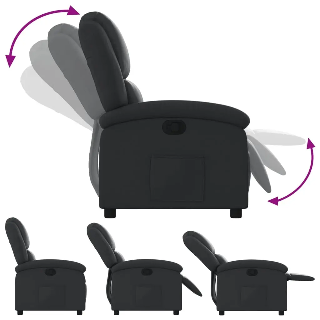 Recliner Armchair Black Leather Manual Reclining Function Comfortable Padded