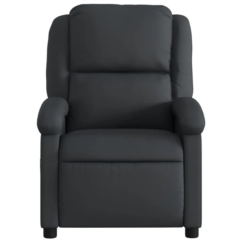 Recliner Armchair Black Leather Manual Reclining Function Comfortable Padded