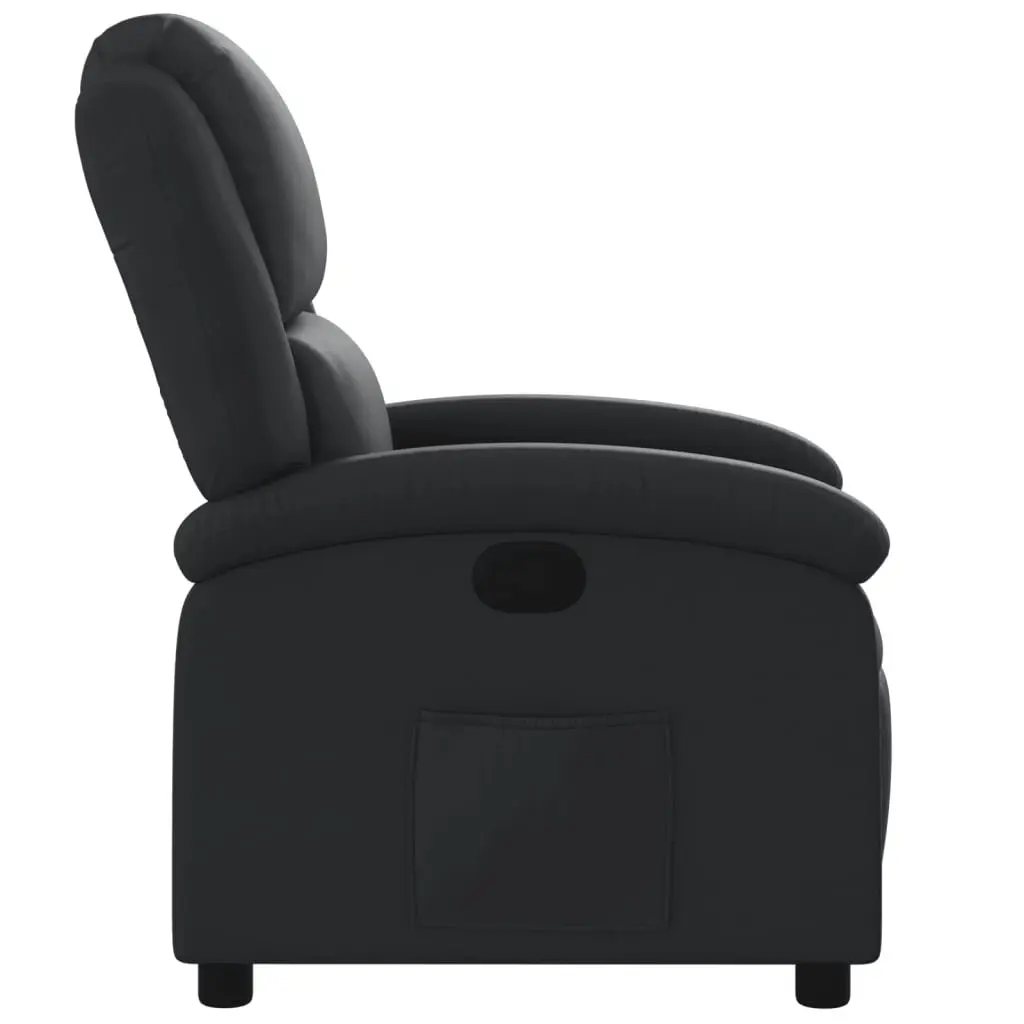 Recliner Armchair Black Leather Manual Reclining Function Comfortable Padded