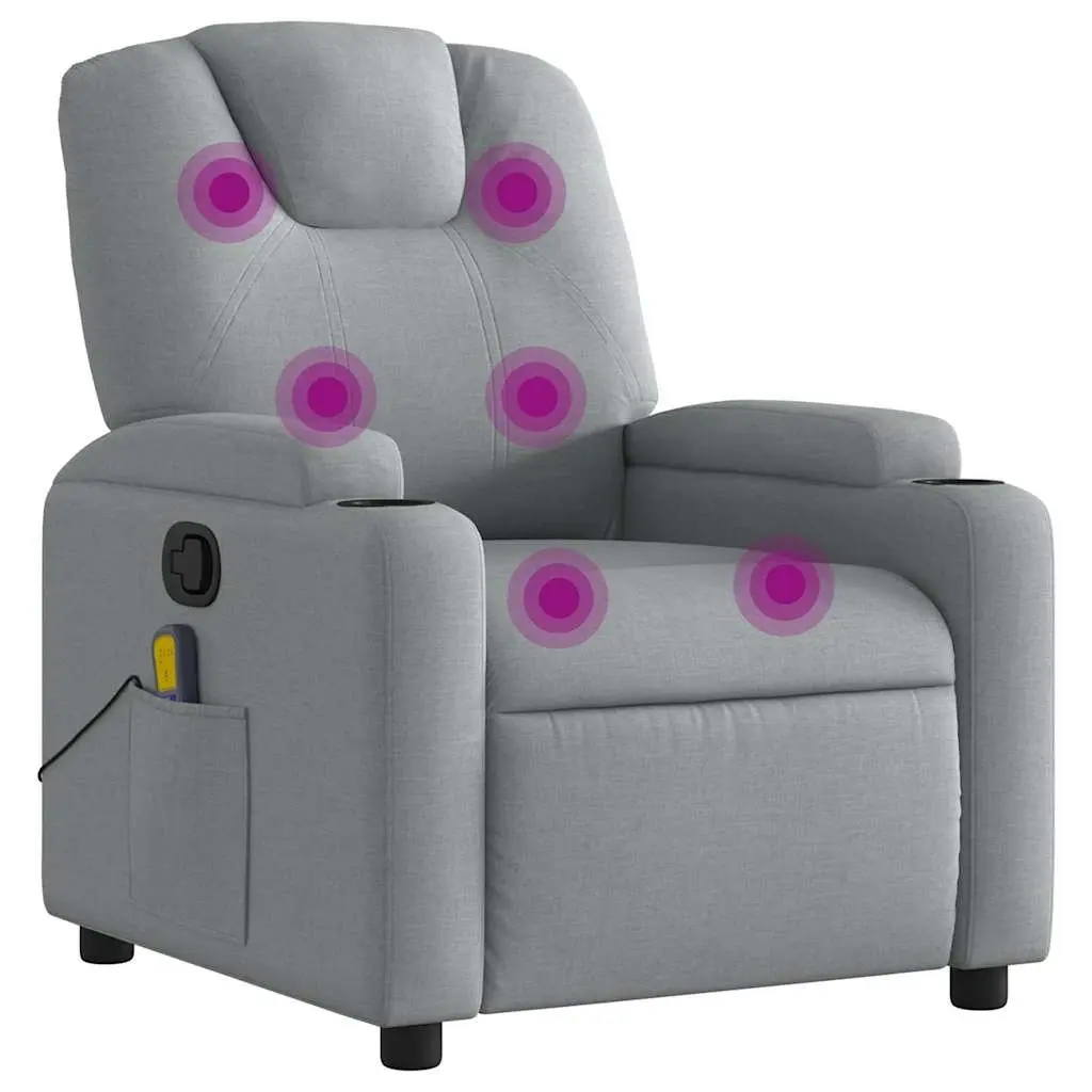 Massage Recliner Chair Manual Reclining Fabric Grey