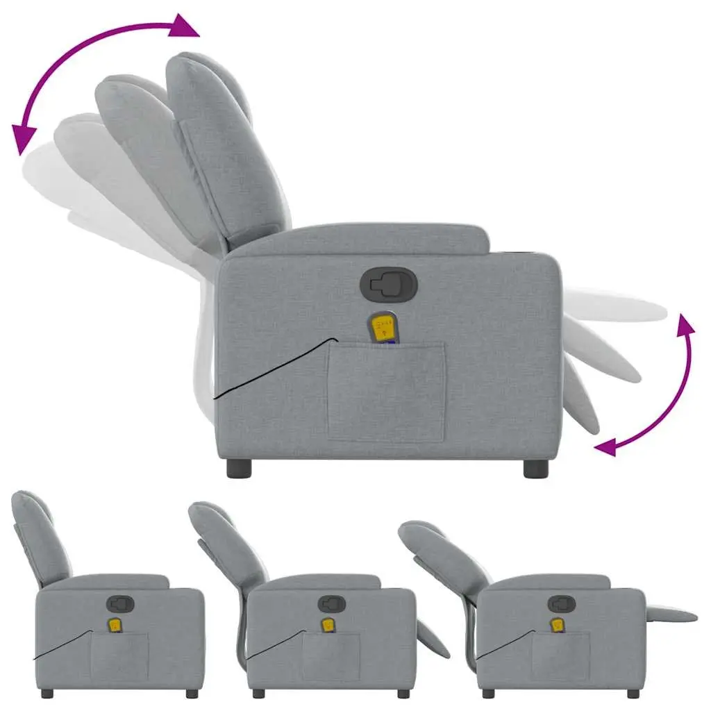 Massage Recliner Chair Manual Reclining Fabric Grey