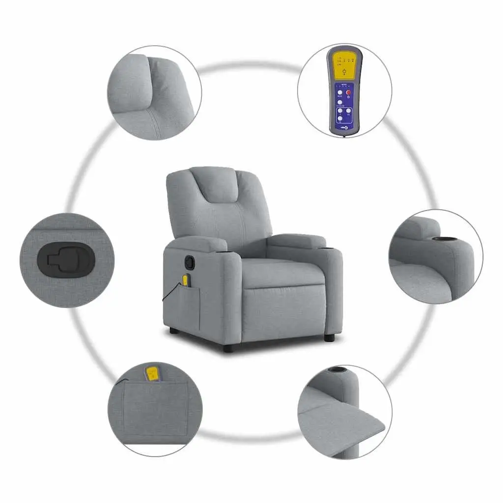 Massage Recliner Chair Manual Reclining Fabric Grey