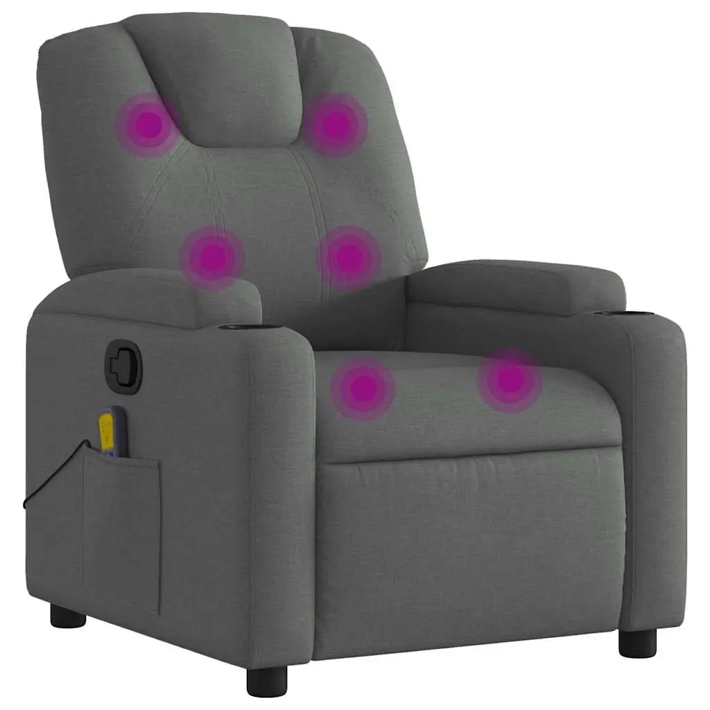 Grey Fabric Recliner Massage Chair Manual Adjustable Vibration Lounge Armchair