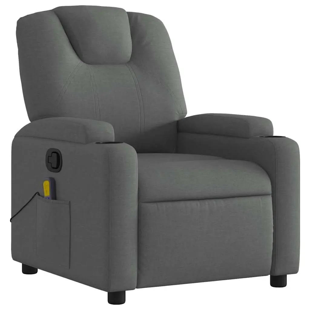 Grey Fabric Recliner Massage Chair Manual Adjustable Vibration Lounge Armchair