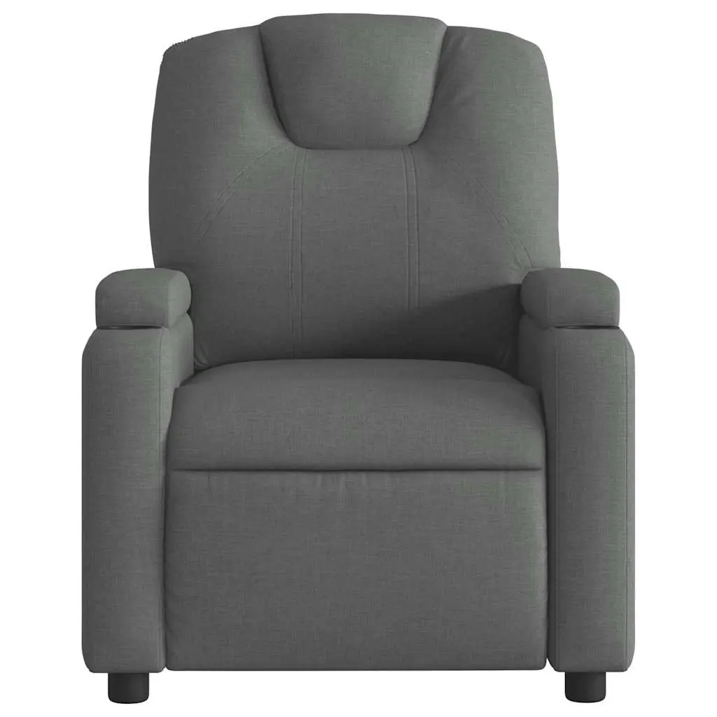 Grey Fabric Recliner Massage Chair Manual Adjustable Vibration Lounge Armchair