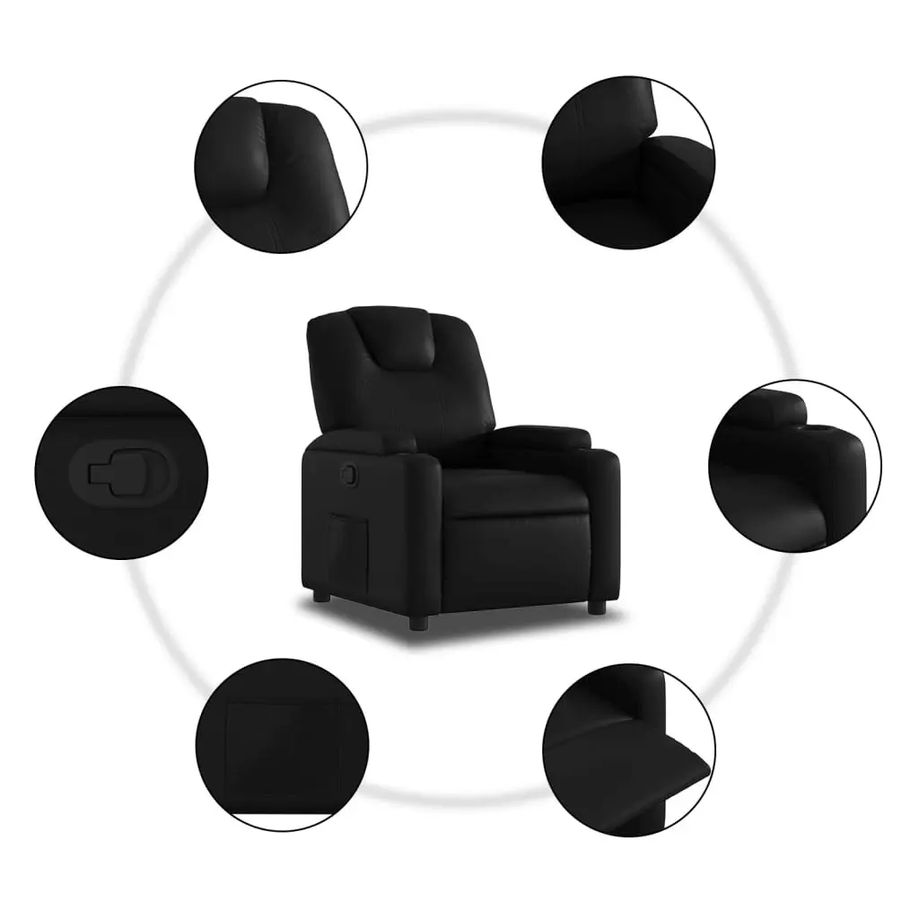 Recliner Chair Manual Reclining Armchair with Cup Holders Side Pocket Black