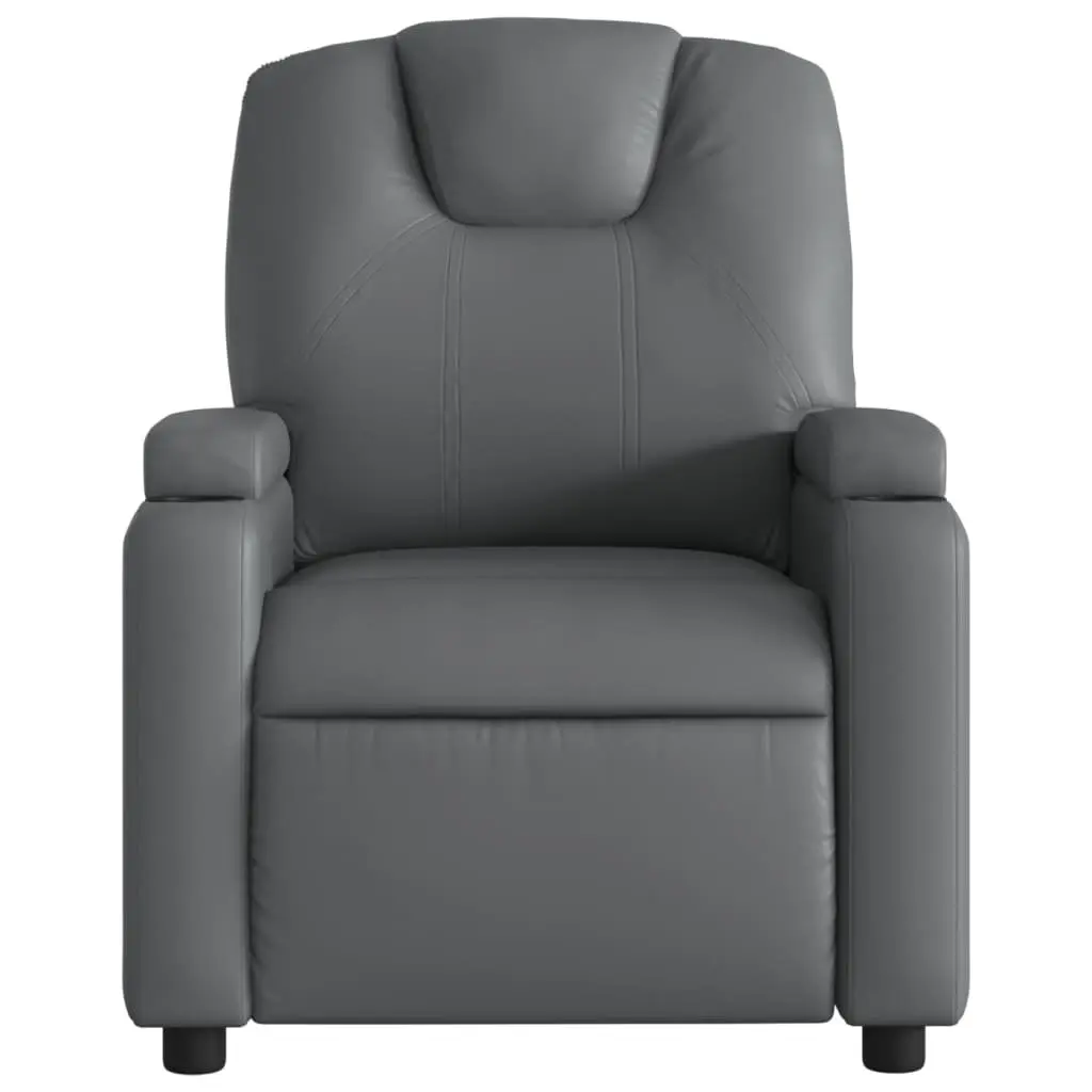 Recliner Chair Faux Leather Grey Manual Vibration Massage Armchair