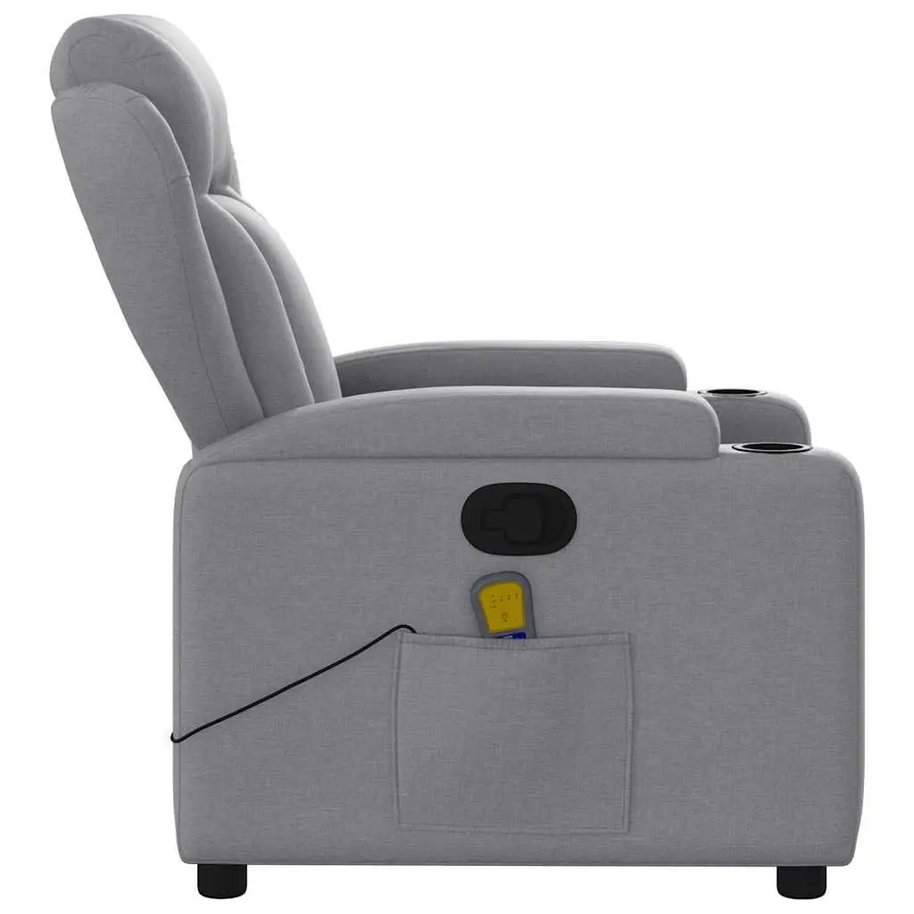 Massage Recliner Chair Light Grey Fabric Manual Recline Armchair Lounge Seat