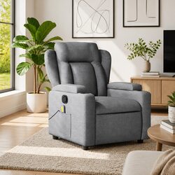 Practical Use of Grey Fabric Massage Recliner Chair