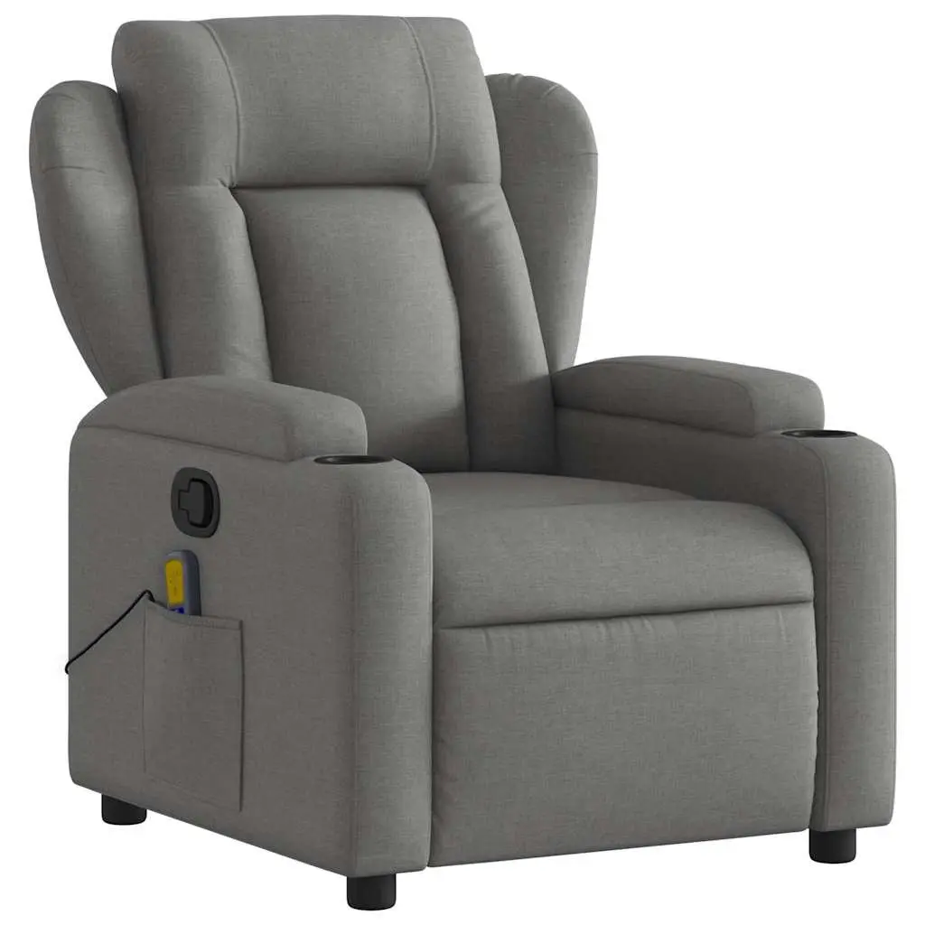 Massage Recliner Chair Manual Reclining Fabric 135 Degrees Grey