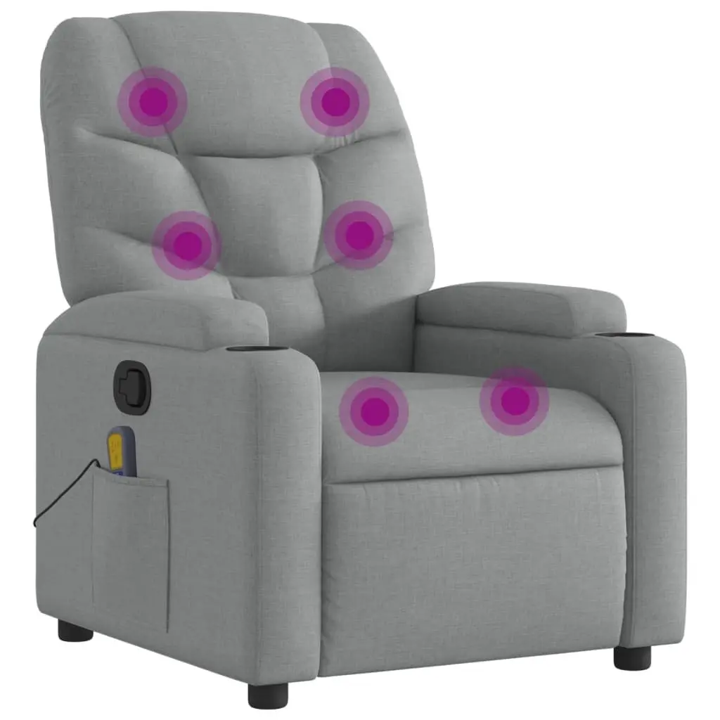 Recliner Chair Vibration Massage Grey Fabric Manual Adjust 135 Degrees Armchair