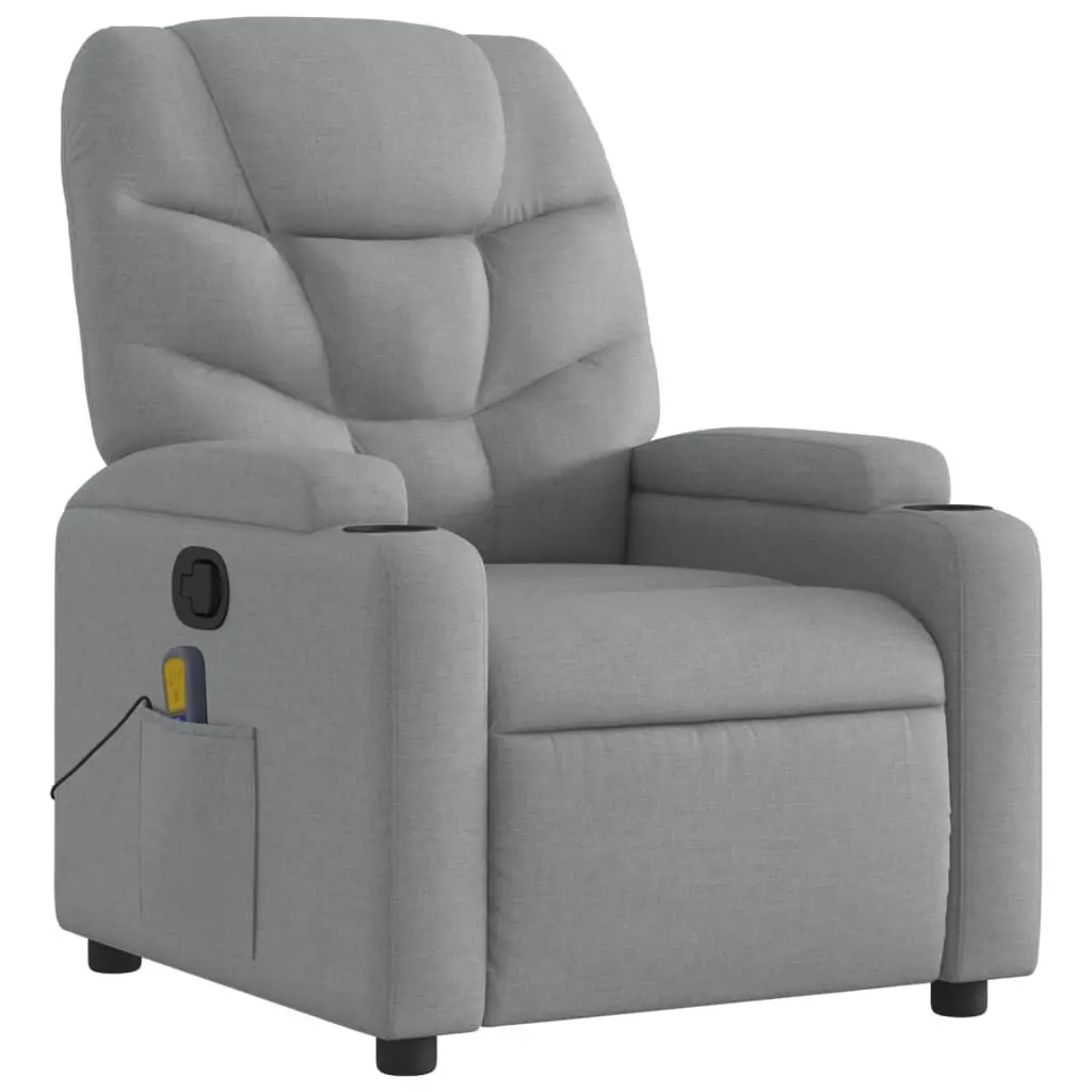 Recliner Chair Vibration Massage Grey Fabric Manual Adjust 135 Degrees Armchair