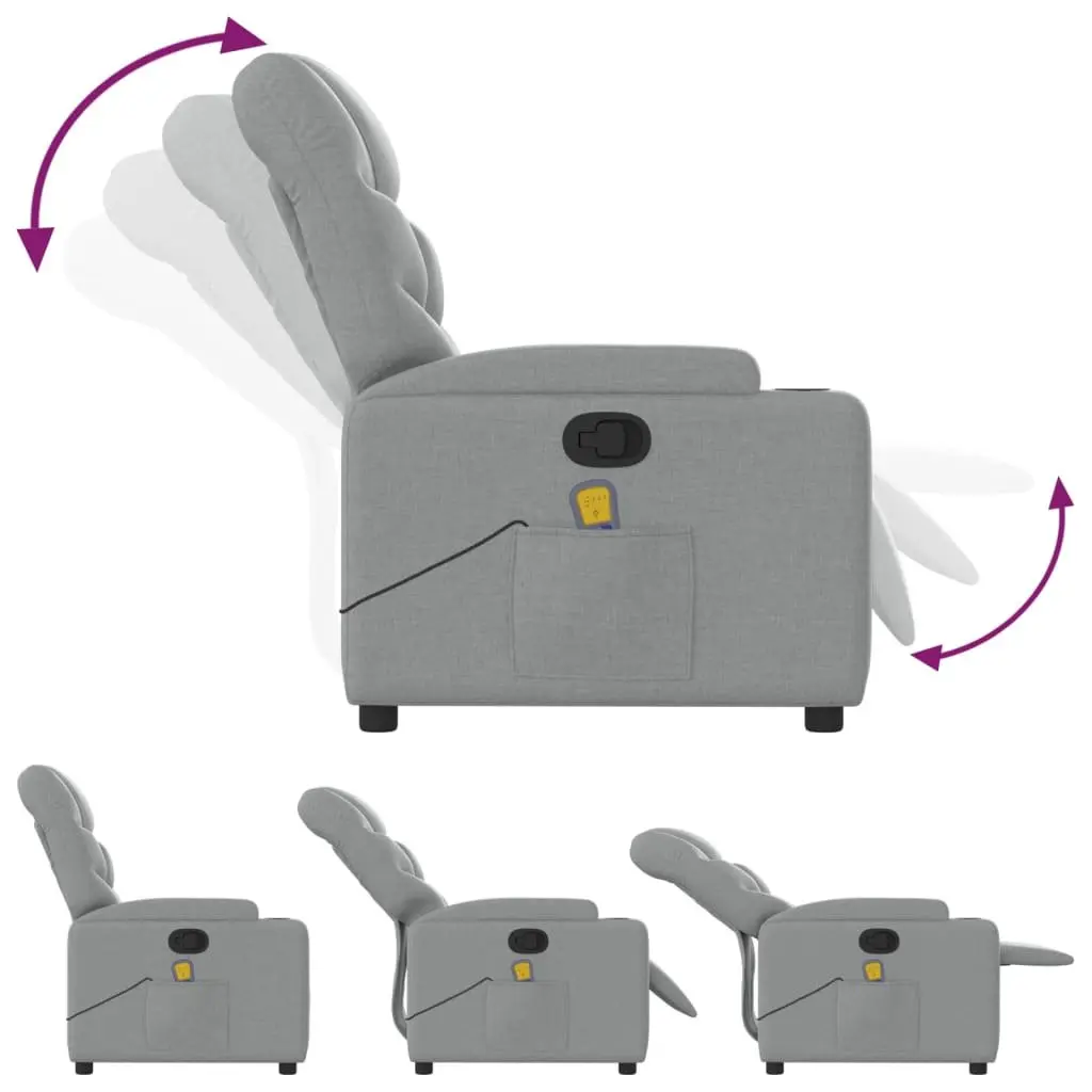 Recliner Chair Vibration Massage Grey Fabric Manual Adjust 135 Degrees Armchair