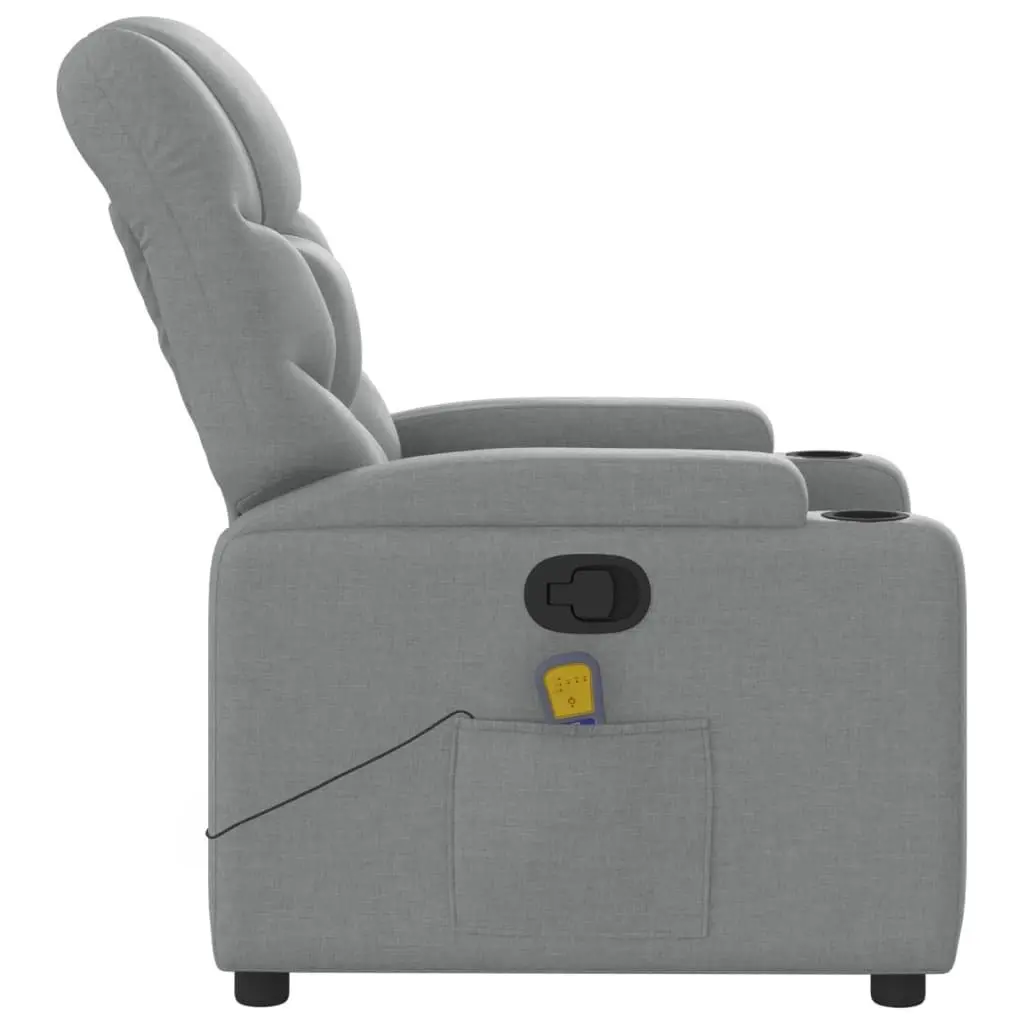 Recliner Chair Vibration Massage Grey Fabric Manual Adjust 135 Degrees Armchair