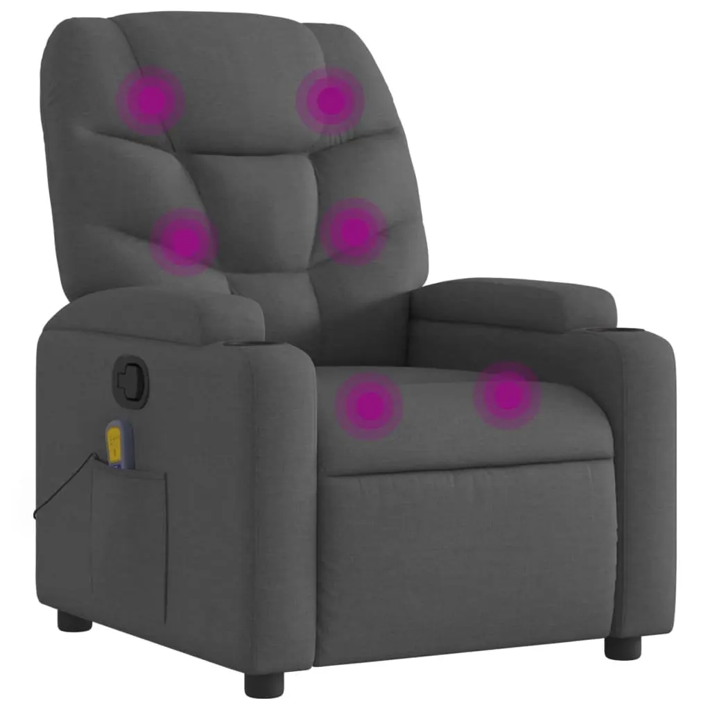 Massage Recliner Chair Fabric Grey Manual Reclining Armchair with Vibration Massage Points