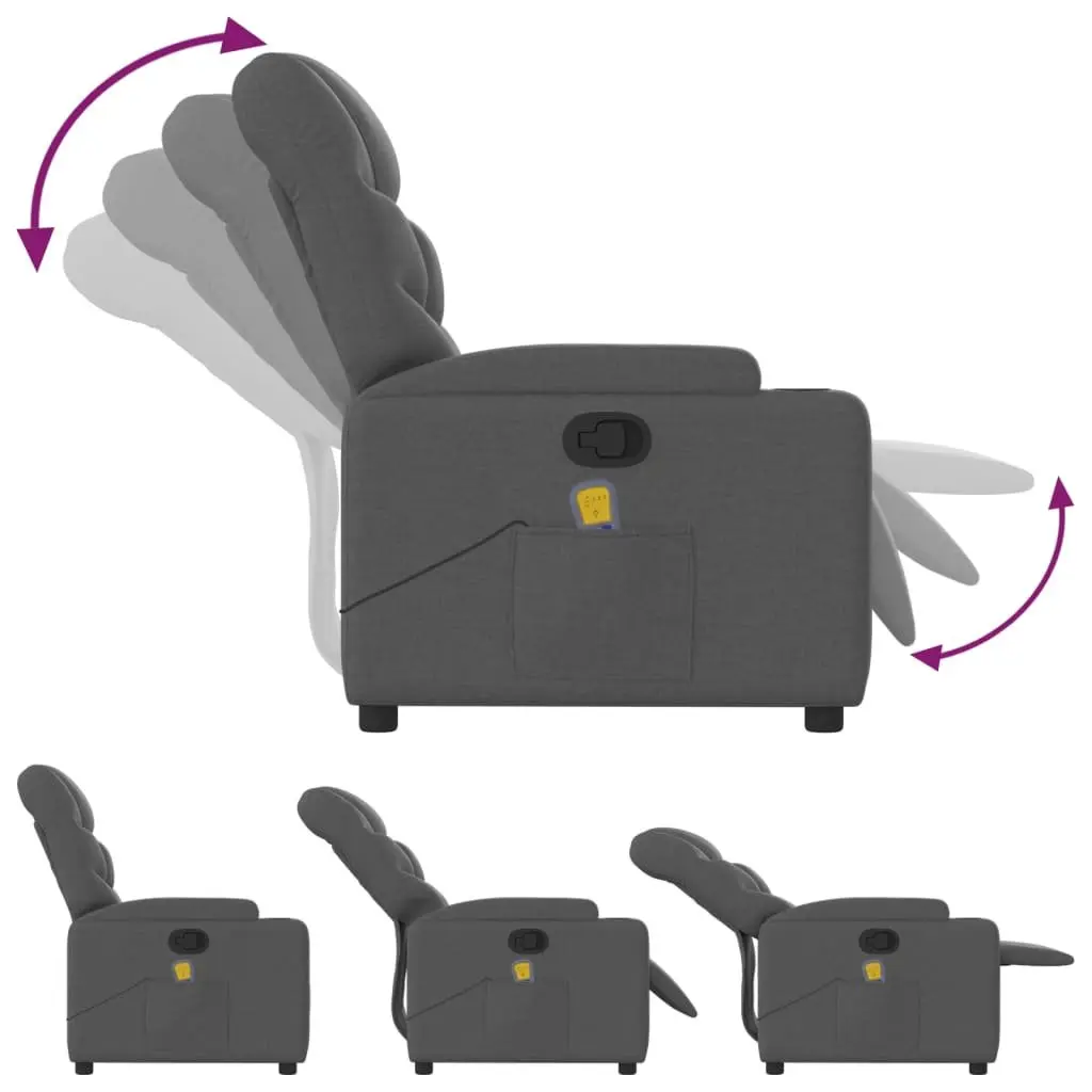 Massage Recliner Chair Fabric Grey Manual Reclining Armchair with Vibration Massage Points