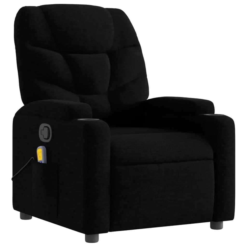 Massage Recliner Chair Black Fabric Manual Recline 6 Vibration Points Armchair