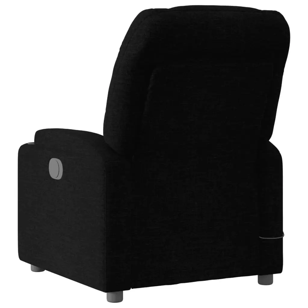 Massage Recliner Chair Black Fabric Manual Recline 6 Vibration Points Armchair
