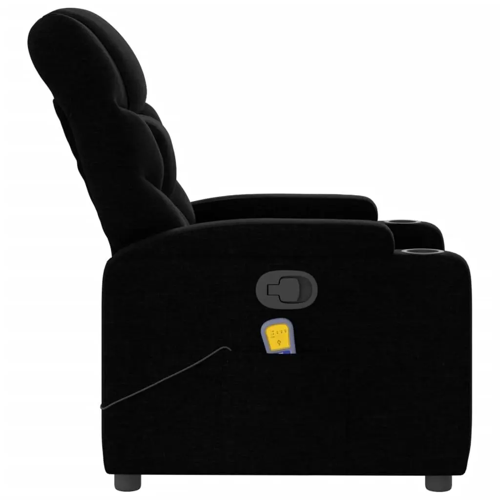 Massage Recliner Chair Black Fabric Manual Recline 6 Vibration Points Armchair