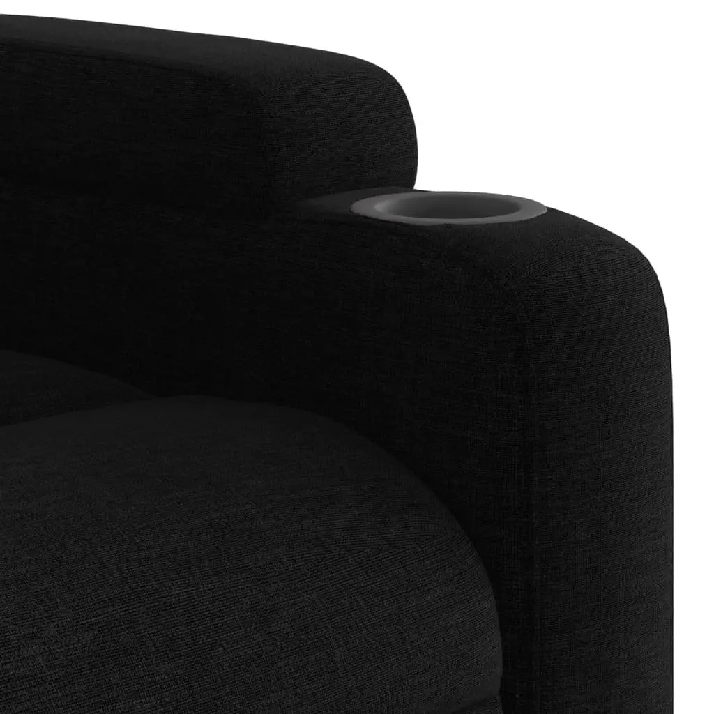 Massage Recliner Chair Black Fabric Manual Recline 6 Vibration Points Armchair