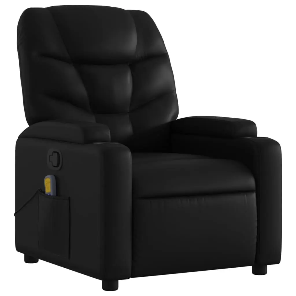 Massage Chair Faux Leather Black Manual Recline 135 Degrees 6 Massage Points