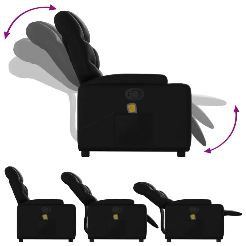 Massage Chair Faux Leather Black Manual Recline 135 Degrees 6 Massage Points