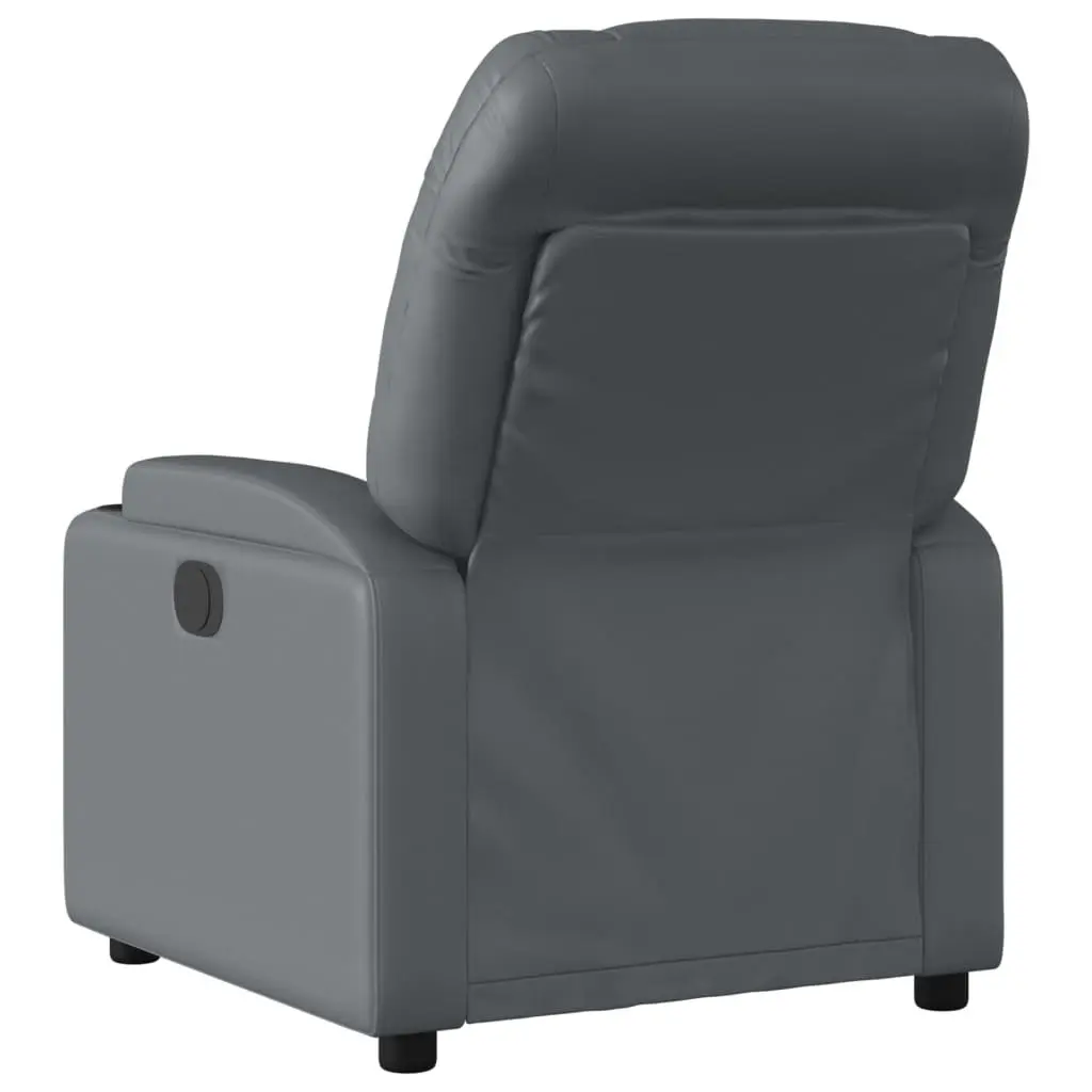 Recliner Chair Manual Grey Faux Leather 6 Point Vibration Massage Adjustable