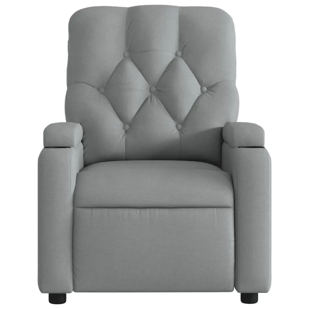 Massage Recliner Chair Grey Fabric Manual Recline Vibration Armchair Lounger